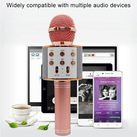 Image of Microfono Karaoke Wireless Bluetooth Portatile Registratore Mp3 Altoparlante - Offershop.it