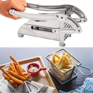 Taglia Affetta Patate Patatine Fritte Manuale Maniglia Acciaio Inox 2 Lame - Offershop.it