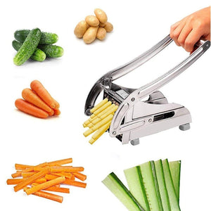 Taglia Affetta Patate Patatine Fritte Manuale Maniglia Acciaio Inox 2 Lame - Offershop.it