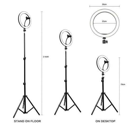 Image of Luce Anello Led 30cm USB Treppiede 3 Luci Video Foto Selfie Cellulare - Offershop.it